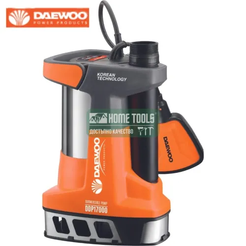 Потопяема дренажна помпа за мръсна вода с поплавък DAEWOO DDP17000, 1100 W, 10 м, 15000 л/ч Потопяема дренажна помпа за мръсна вода с поплавък DAEWOO DDP17000, 1100 W, 10 м, 15000 л/ч