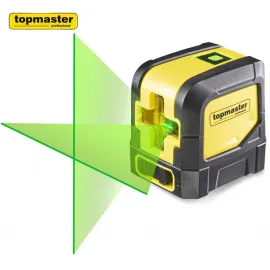Лазерен нивелир TOPMASTER 1H1V, 15 м, със зелен лъч, батерии и стойка