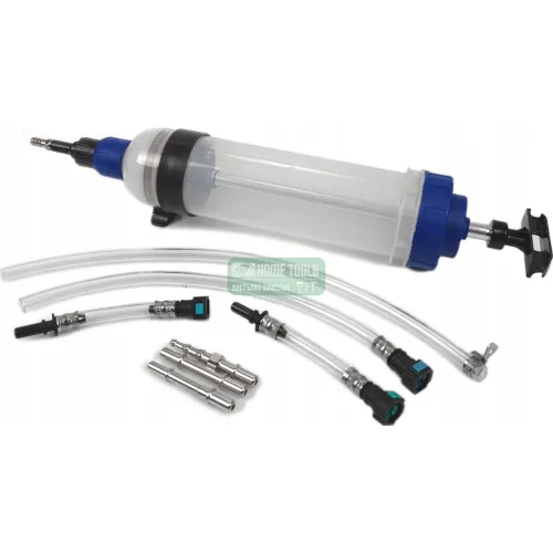 Пластмасов Шприц за масло 1500мл прозрачен к-т с адаптори / Помпа за масла , гориво и течности